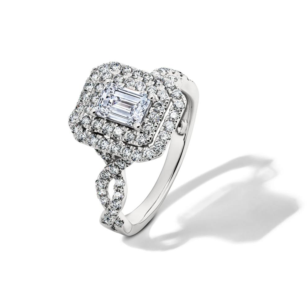Lab Grown Diamond Emerald-Cut Halo Engagement Ring in 14K White Gold (1 1/2 ct. tw.) – Image 4 of 4