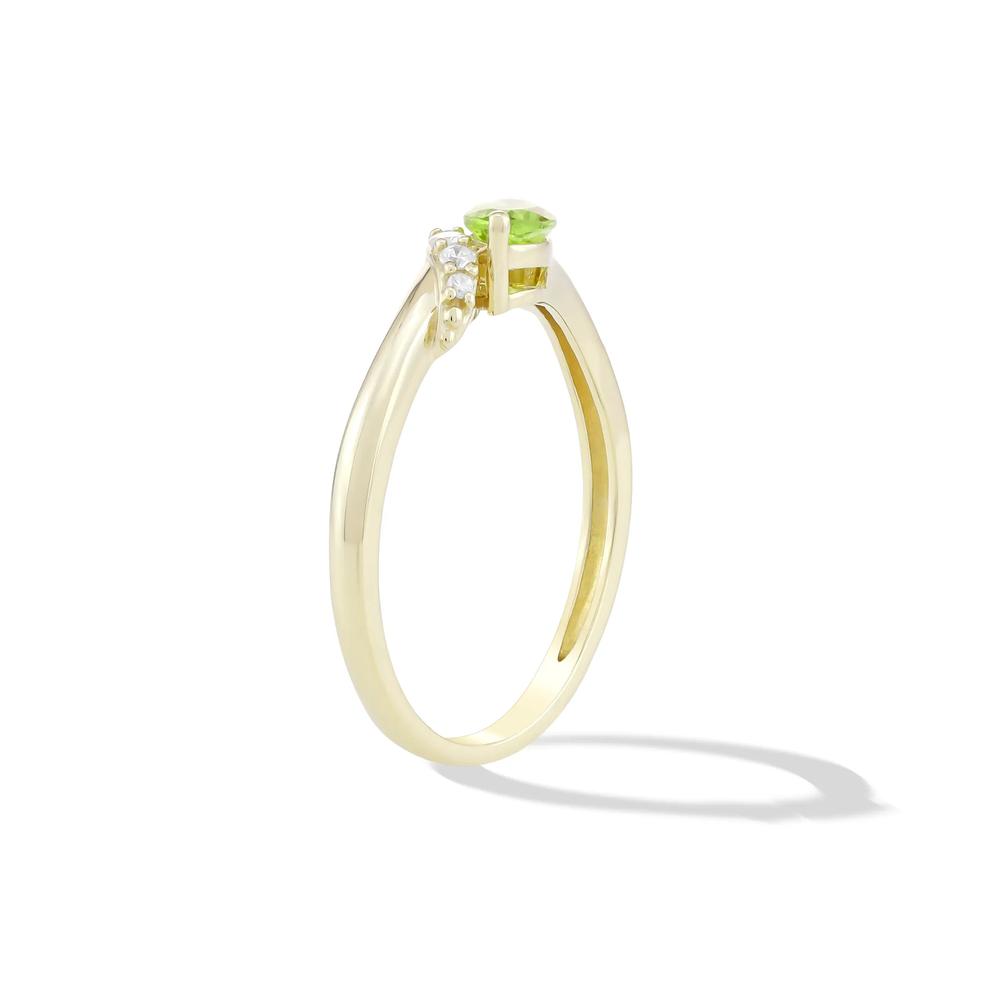 East-West Marquise Peridot &amp; Diamond Accent Ring in 10K Yellow Gold – Image 3 of 4