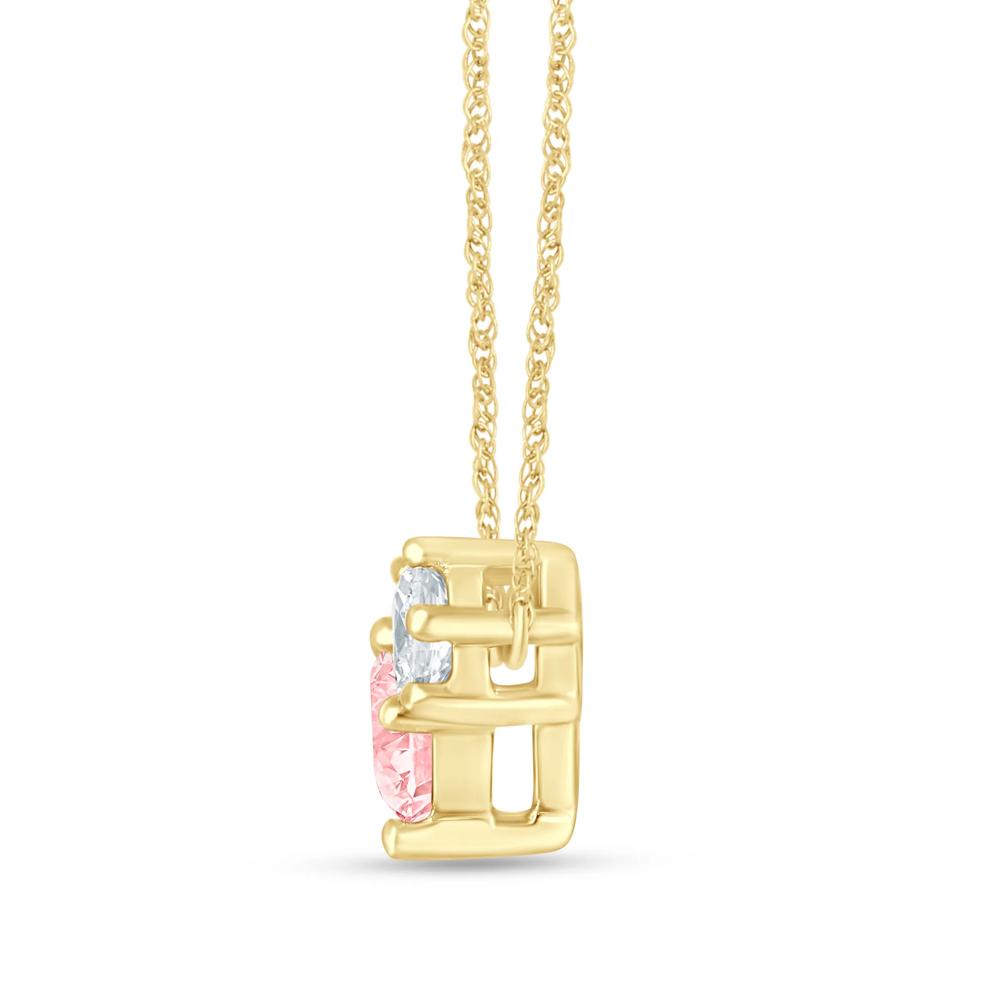 Lab Grown Diamond Pink and White Diamond Three-Stone Necklace in 14K Yellow Gold (1/2 ct. tw.) – Image 2 of 3