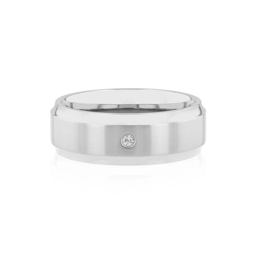 Men's Diamond Band in Stainless Steel, 8MM – Image 1 of 3