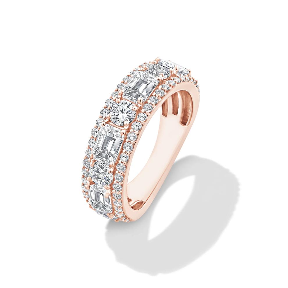 Lab Grown Diamond Multi-Row Emerald-Cut Anniversary Band in 10K Rose Gold (3 ct. tw.) – Image 4 of 4