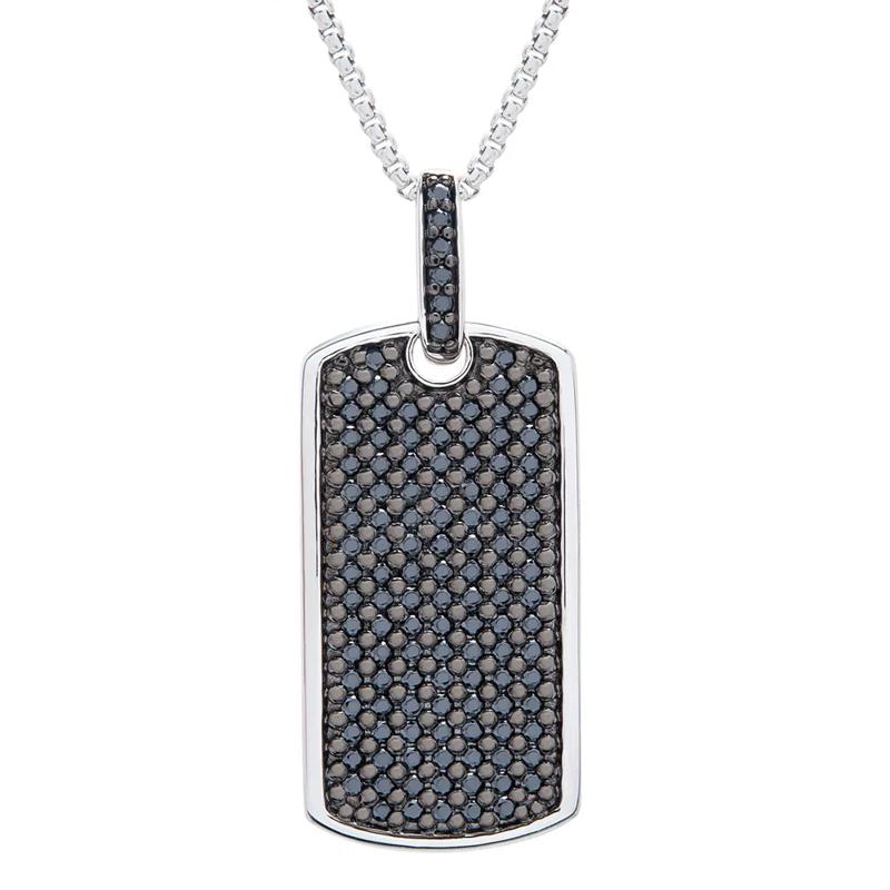 Black Diamond Dog Tag Pendant in Sterling Silver &#40;1 ct. tw.&#41; – Image 1 of 3