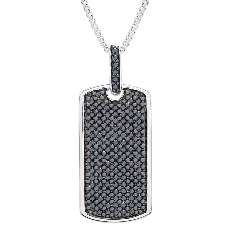 Black Diamond Dog Tag Pendant in Sterling Silver (1 ct. tw.) – Image 1 of 3