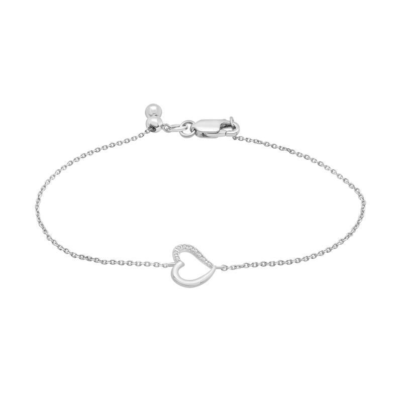 Lab-Created White Sapphire Heart Bracelet in Sterling Silver – Image 1 of 1
