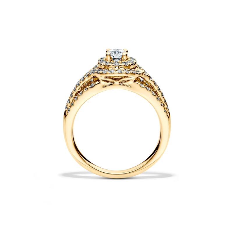 Diamond Double Halo Engagement Ring in 14K Yellow Gold (1 ct. tw.) – Image 2 of 4