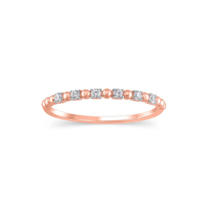 Lab Grown Diamond Round Stacking Ring in 10K Rose Gold &#40;1/10 ct. tw.&#41; – Image 1 of 3