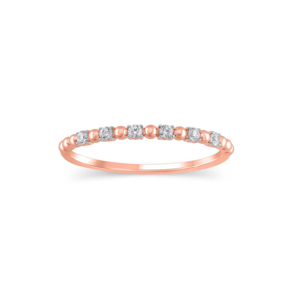 Lab Grown Diamond Round Stacking Ring in 10K Rose Gold (1/10 ct. tw.) – Image 1 of 3