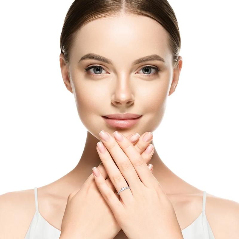 Lab Created White Sapphire &amp; Diamond Ring in Sterling Silver – Image 5 of 5