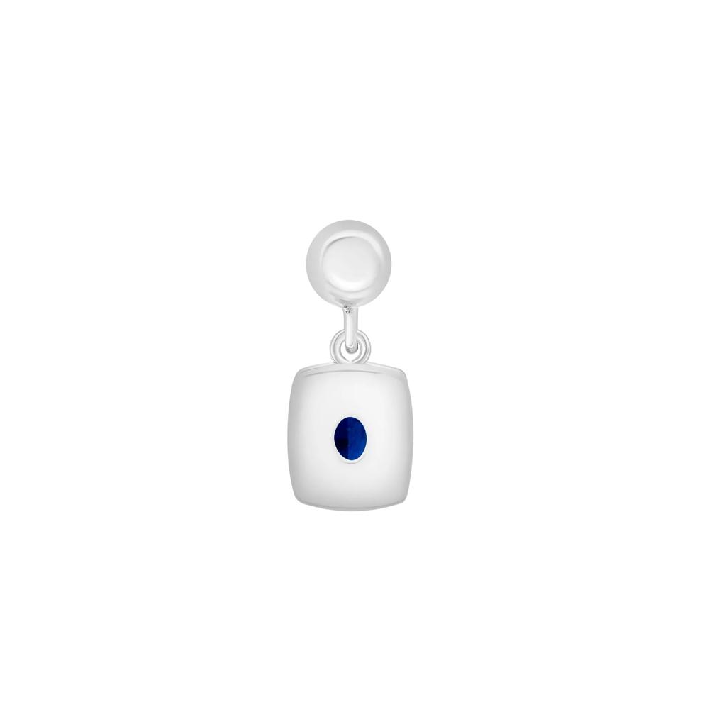 Lab-Created Blue Sapphire Medallion Birthstone Bead Charm in Sterling Silver – Image 3 of 3