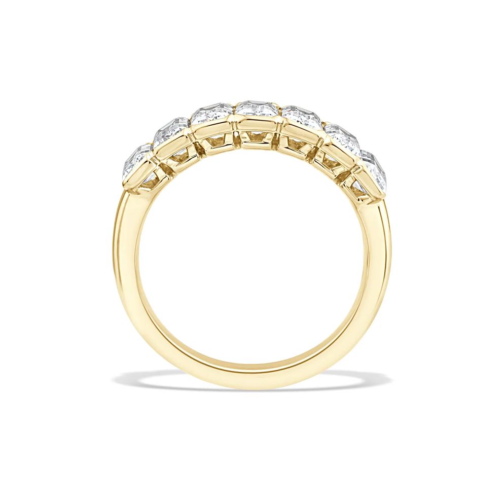 Lab Grown Diamond Emerald-Cut Seven-Stone Half-Bezel Band in 14K Yellow Gold (2 ct. tw.) – Image 2 of 4