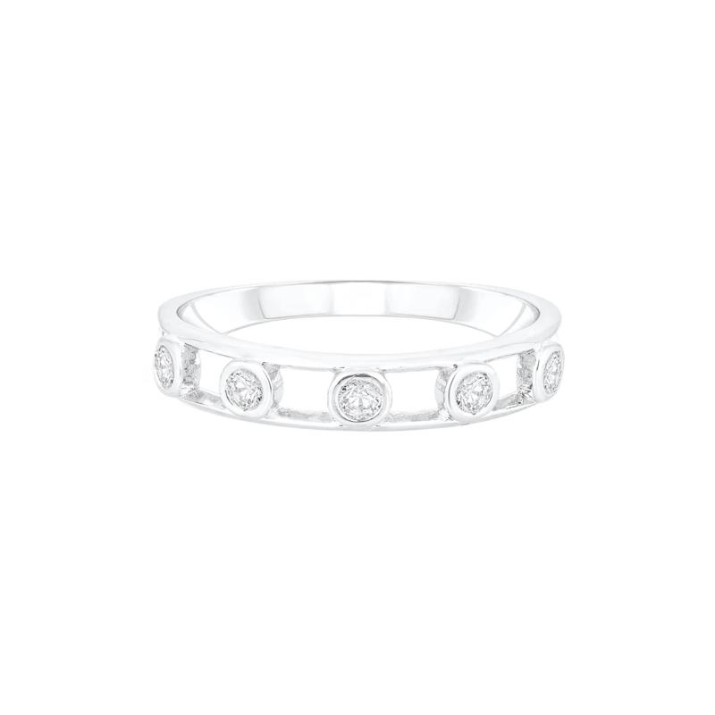 Diamond Five-Stone Bezel-Set Ring in 10K White Gold &#40;1/10 ct. tw.&#41; – Image 1 of 3
