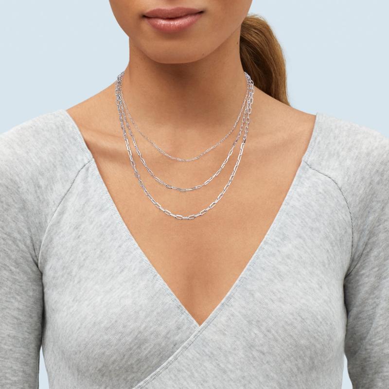 Three-Layer Paperclip Chain Necklace in Sterling Silver – Image 3 of 4