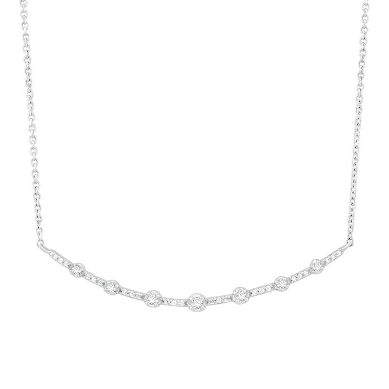Diamond Curved Bar Station Necklace in 14K White Gold &#40;1/4 ct. tw.&#41; – Image 1 of 3
