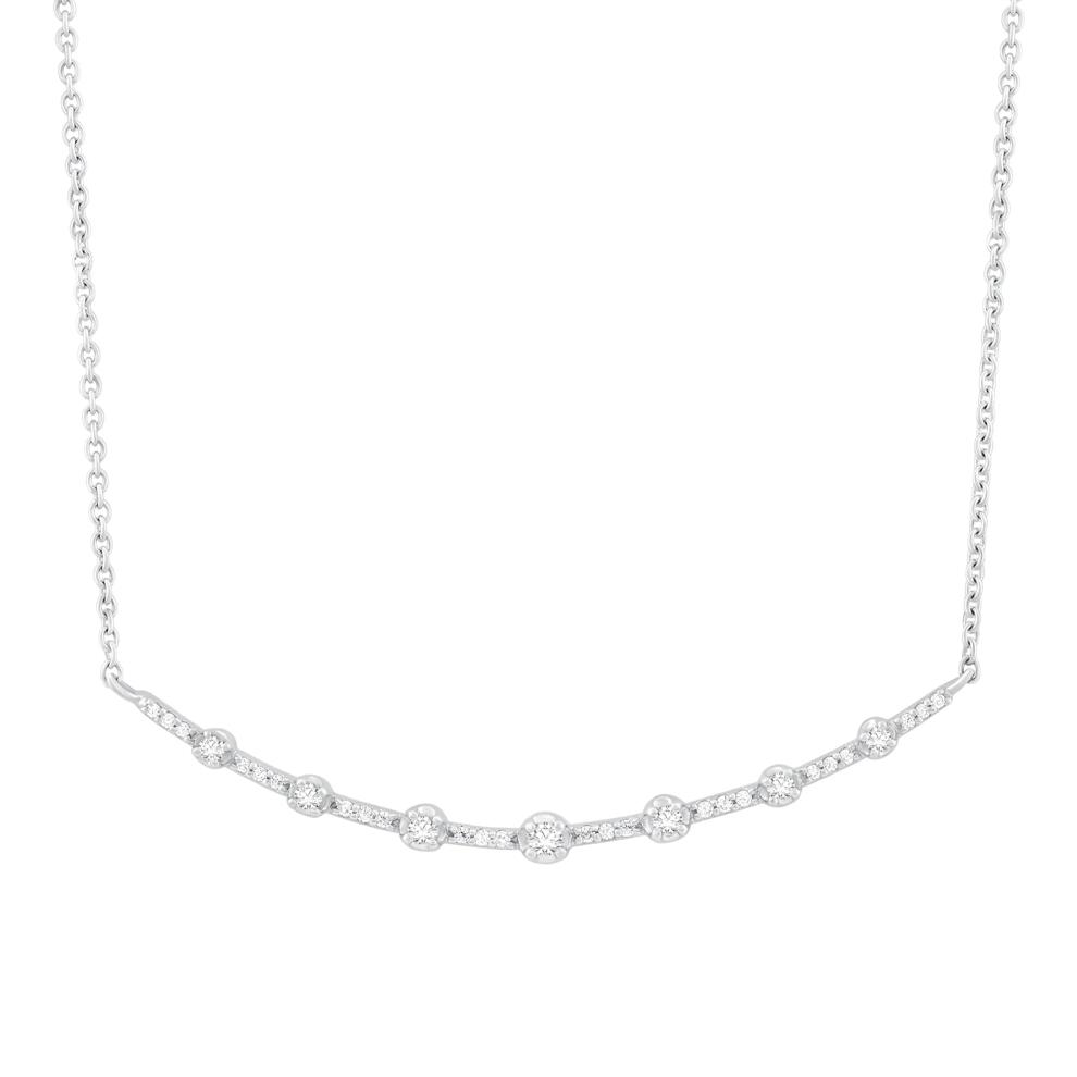 Diamond Curved Bar Station Necklace in 14K White Gold (1/4 ct. tw.) – Image 1 of 3