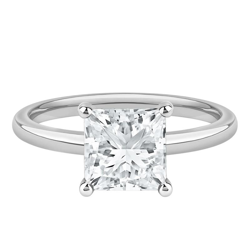Diamond Princess Cut Solitaire Engagement Ring in 14K White Gold &#40;2 ct.&#41; – Image 1 of 5