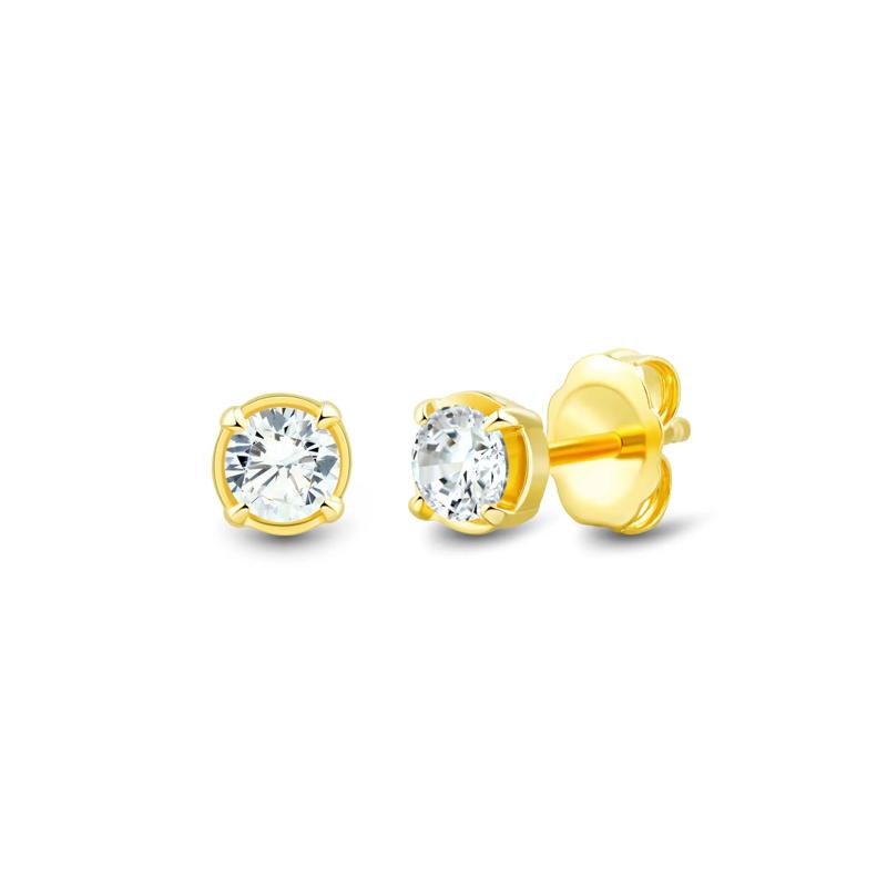 Lab Grown Diamond and Lab-Created Opal Stud Earring Box Set in Vermeil &amp; 10K Yellow Gold &#40;1/2 ct. tw.&#41; – Image 4 of 7