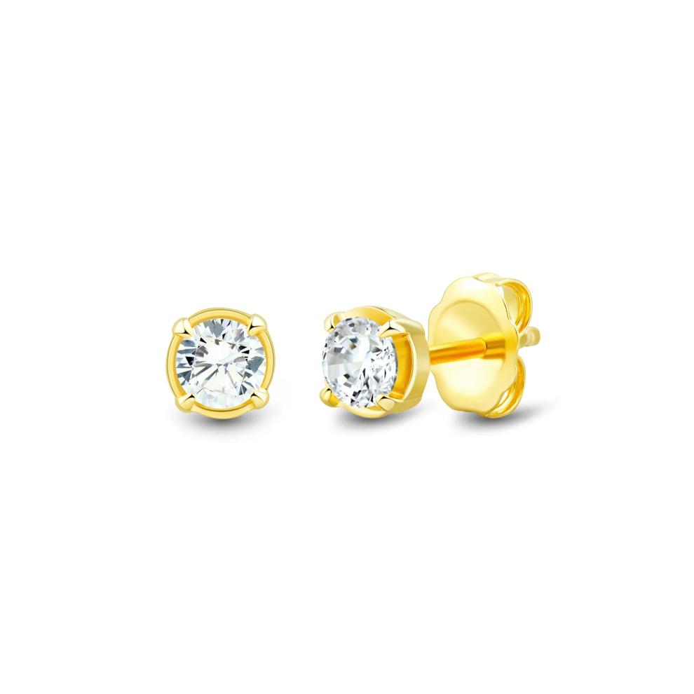 Lab Grown Diamond and Lab-Created Opal Stud Earring Box Set in Vermeil &amp; 10K Yellow Gold (1/2 ct. tw.) – Image 4 of 7