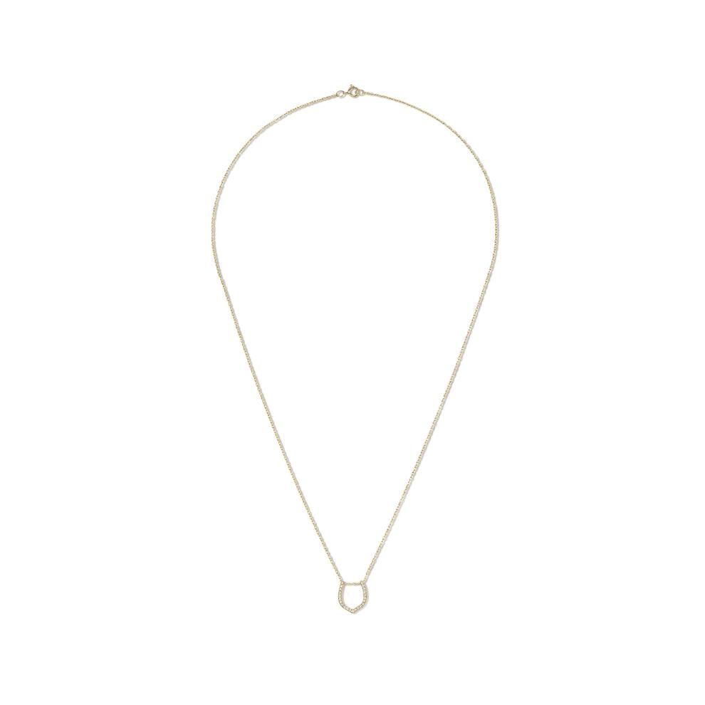 Diamond Horseshoe Pendant Necklace in 10K Yellow Gold (1/10 ct. tw.) – Image 3 of 4