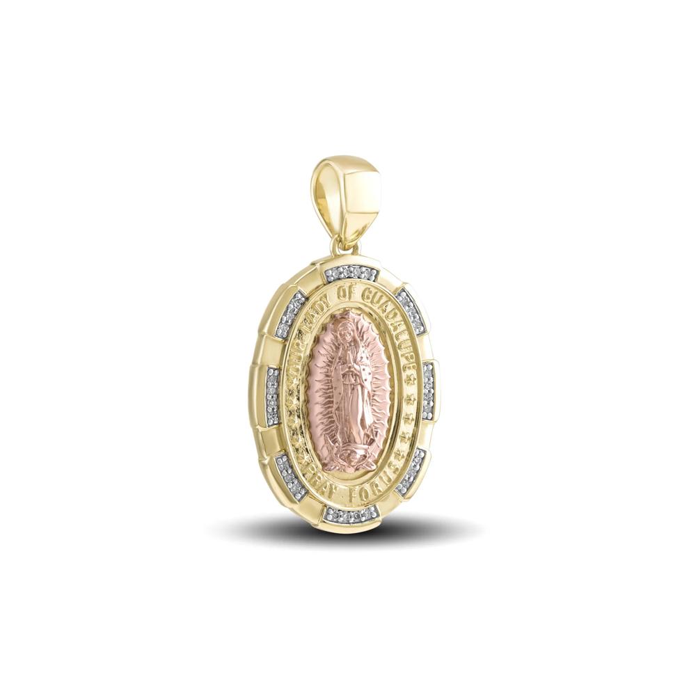 Men's Diamond Lady of Gaudalupe Charm in 10K Yellow &amp; Rose Gold (1/8 ct. tw.) – Image 3 of 4