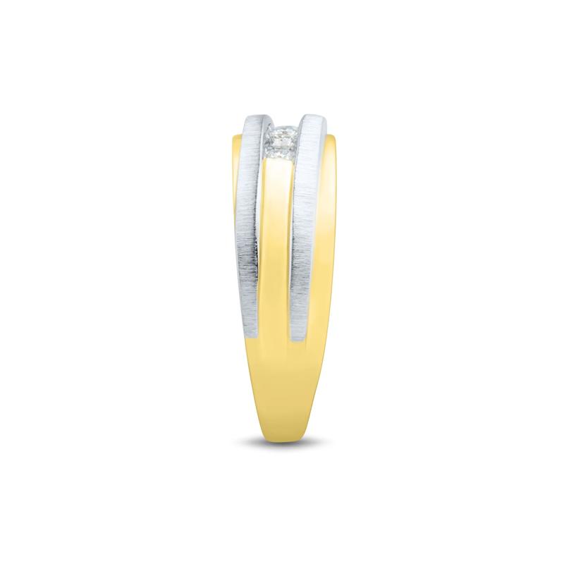 Men&rsquo;s Diamond Wedding Band in 10K Yellow and White Gold &#40;1/4 ct. tw.&#41; – Image 3 of 3