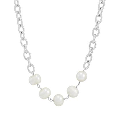 Cultured Freshwater Pearl Necklace in Sterling Silver