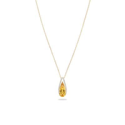 Citrine & Diamond Pendant Necklace in 10K Yellow Gold (1/7 ct. tw.)