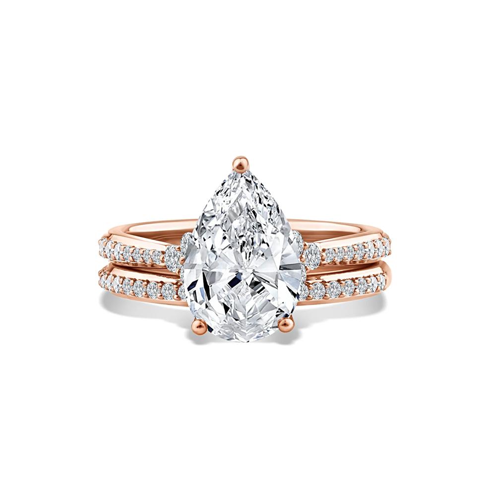 Lab Grown Diamond Pear-Shaped Engagement Set in 14K Rose Gold (3 ct. tw.) – Image 1 of 6