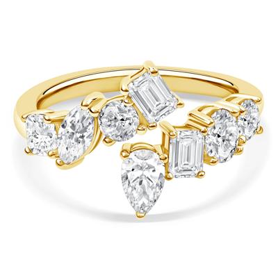 Lab Grown Diamond Multi-Shape Bypass Ring in 14K Yellow Gold (1 1/2 ct. tw.)