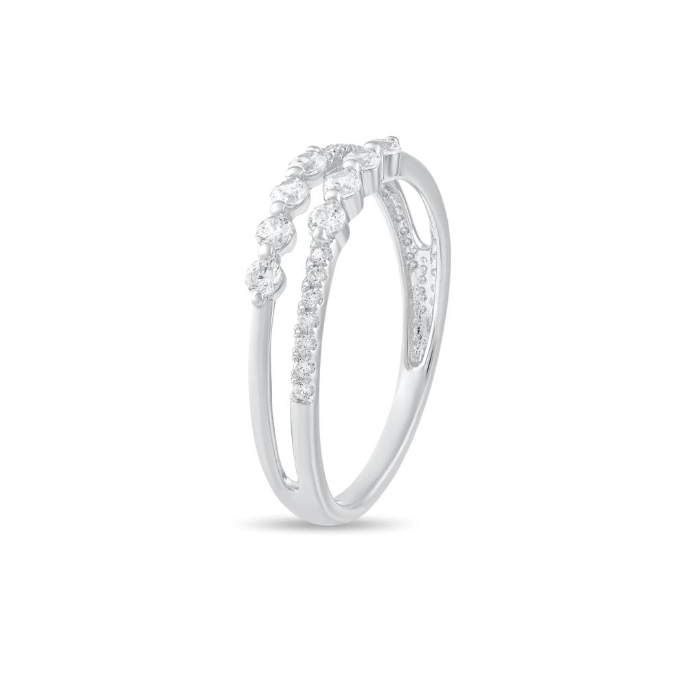 Diamond Double Row Ring in Sterling Silver (1/3 ct. tw.) – Image 3 of 4