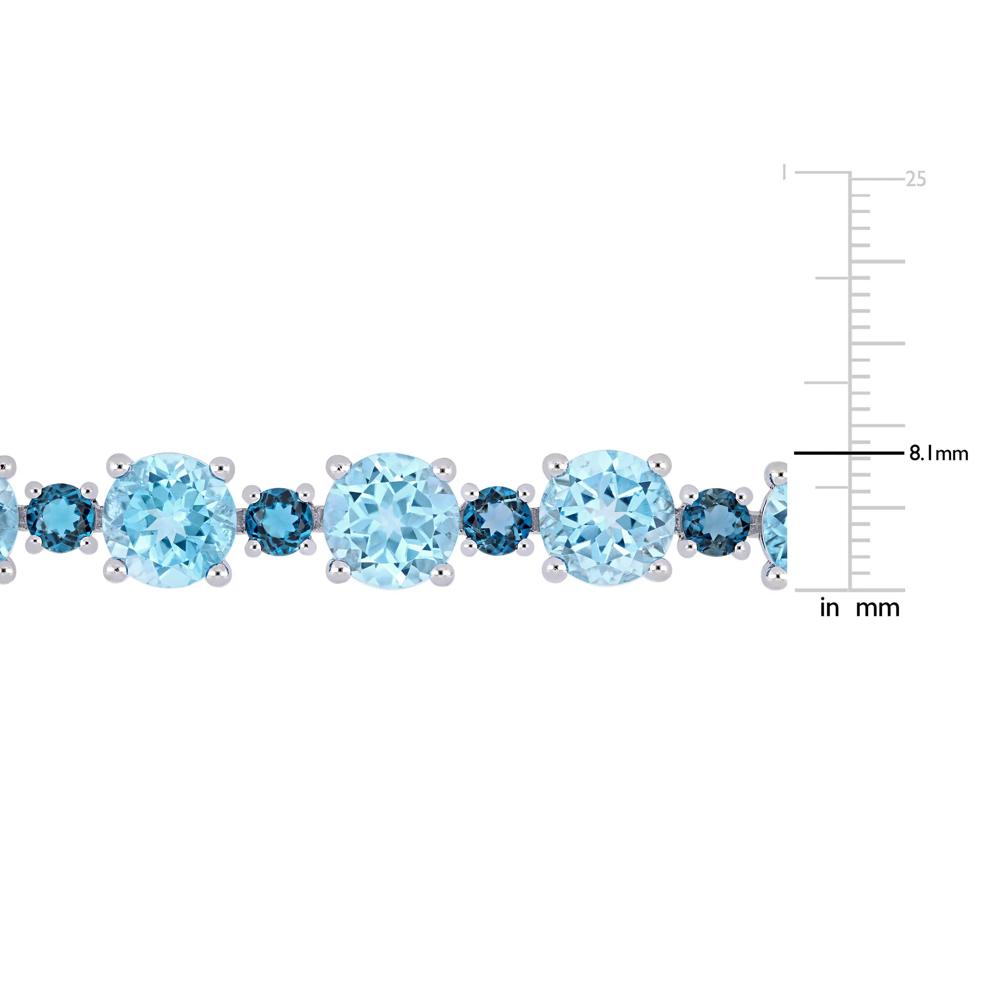 Sky-Blue Topaz &amp; London Blue Topaz Tennis Bracelet in Sterling Silver – Image 5 of 5