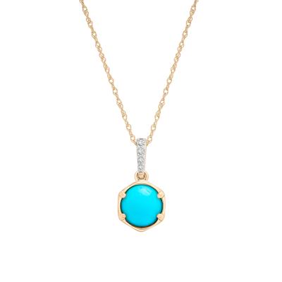 Cabochon Turquoise and White Topaz Pendant in 10K Yellow Gold