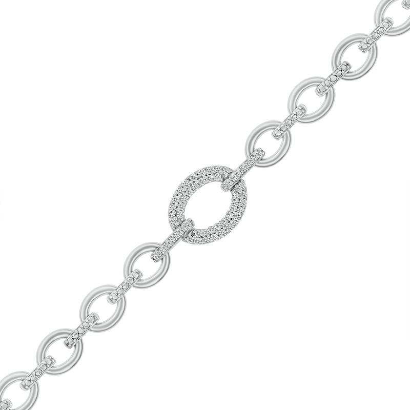 Diamond Link Bracelet in Sterling Silver (1/5 ct. tw.) – Image 2 of 2