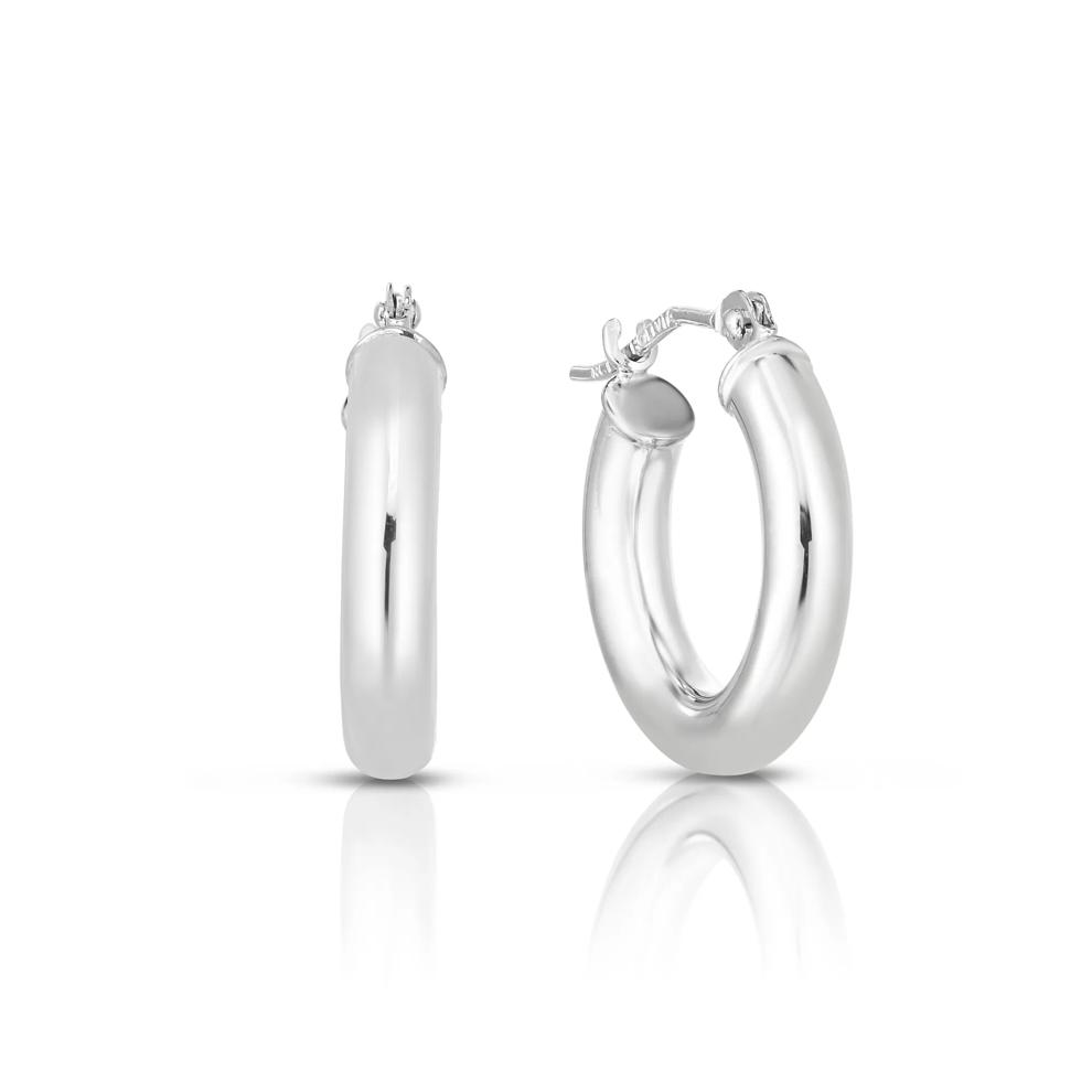 Hoop Earrings in 10K White Gold, 15MM – Image 2 of 2