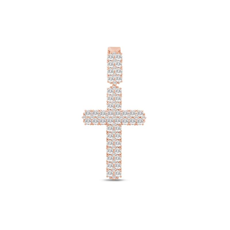 Lab Grown Diamond Cross Charm in 10K Rose Gold &#40;3 5/8&#41; – Image 1 of 2