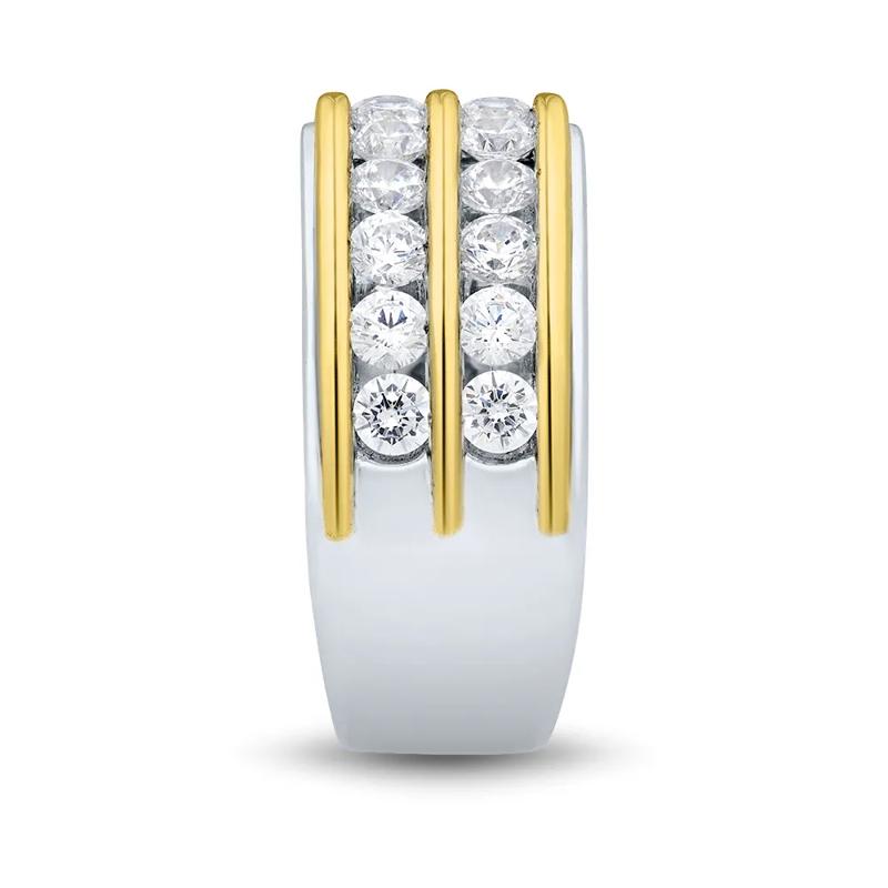 Men&rsquo;s Lab Grown Diamond Wedding Band in 10K White &amp; Yellow Gold &#40;2 ct. tw.&#41; – Image 3 of 3
