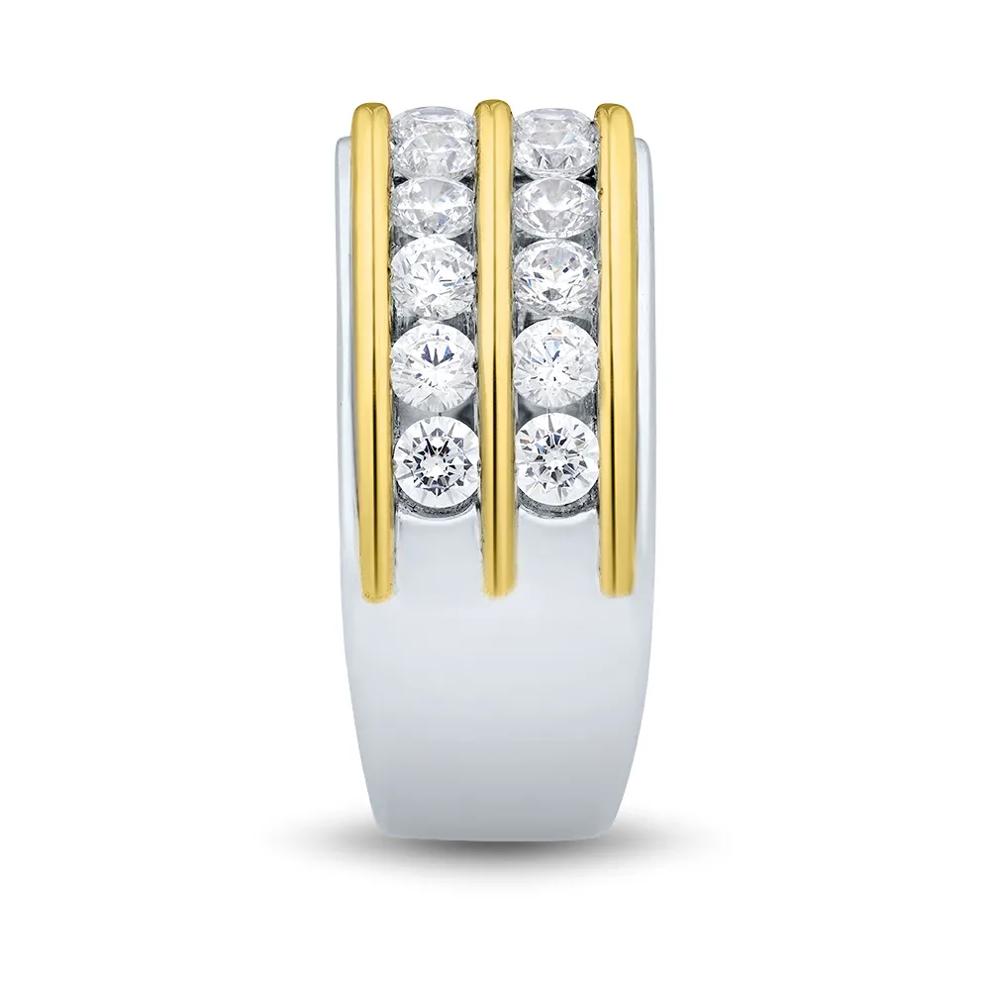 Men&rsquo;s Lab Grown Diamond Wedding Band in 10K White &amp; Yellow Gold (2 ct. tw.) – Image 3 of 3