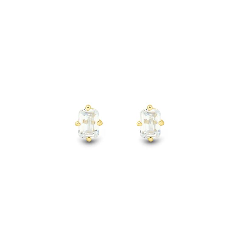 Lab Grown Diamond Emerald-Cut Solitaire Stud Earrings in 10K Yellow Gold &#40;1/4 ct. tw.&#41; – Image 2 of 3