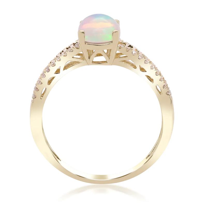 Ethiopian Opal Ring with Diamond Split-Shank Band in 10K Yellow Gold &#40;1/5 ct. tw.&#41; – Image 4 of 4