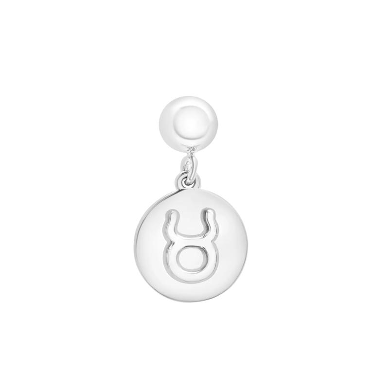 Taurus Zodiac Disc Bead Charm in Sterling Silver – Image 1 of 2