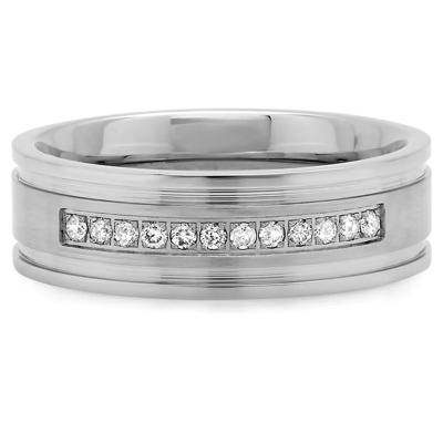 Men’s Diamond Ring in Stainless Steel, 7mm (1/7 ct. tw.)