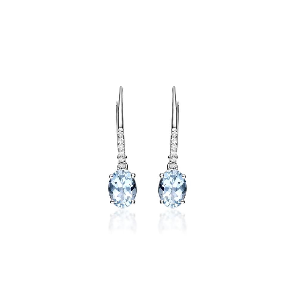 Aquamarine and Diamond Accent Drop Earrings in 10K White Gold – Image 2 of 3