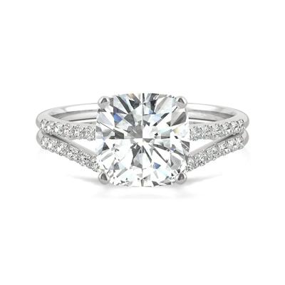 Cushion-Cut Moissanite Ring Set in 14K White Gold (2 5/8 ct. dew)