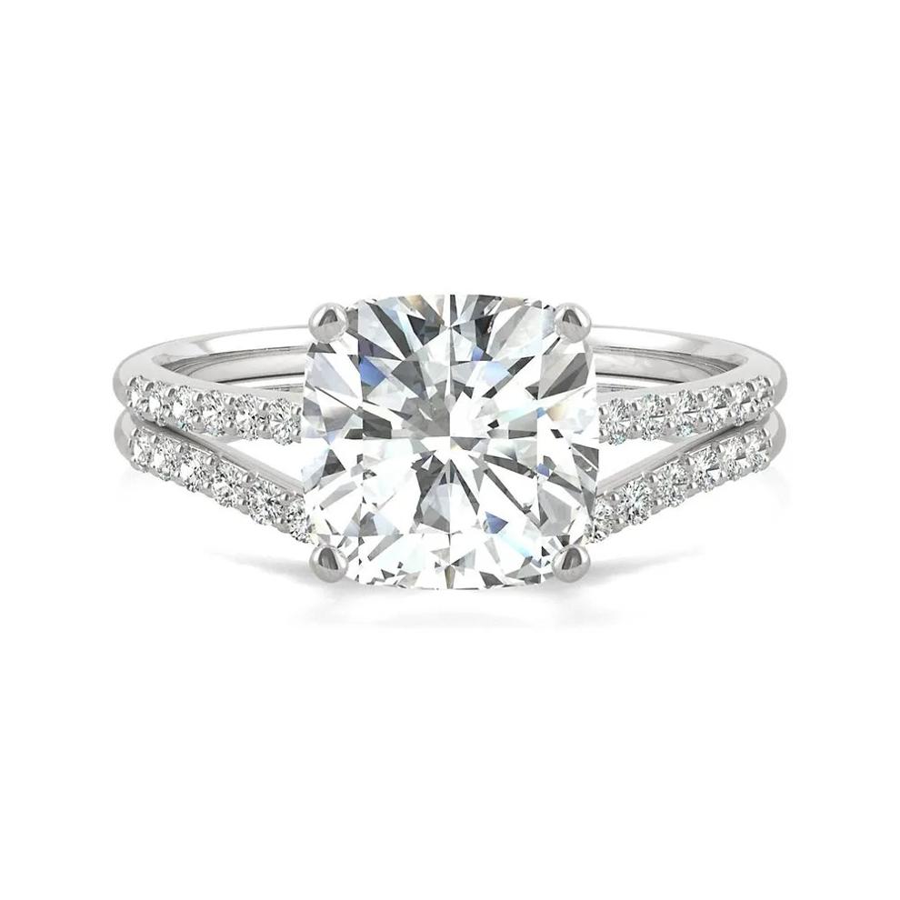 Cushion-Cut Moissanite Ring Set in 14K White Gold (2 5/8 ct. dew) – Image 1 of 7