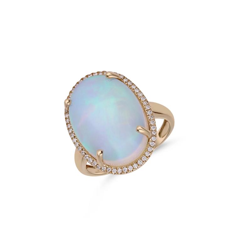Ethiopian Opal &amp; Diamond Ring in 14K Yellow Gold &#40;1/5 ct. tw.&#41; – Image 5 of 5