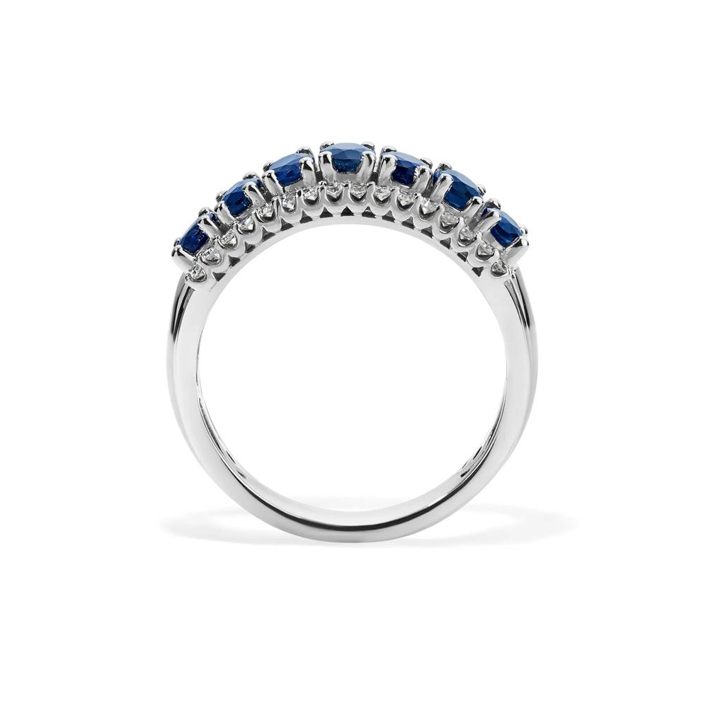 Blue Sapphire &amp; Diamond Multi-Row Band in 10K White Gold (1/4 ct. tw.) – Image 2 of 4