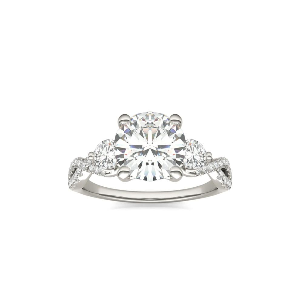 Lab Created Moissanite Twist-Shank Multi-Stone Engagement Ring in 14K White Gold – Image 2 of 6