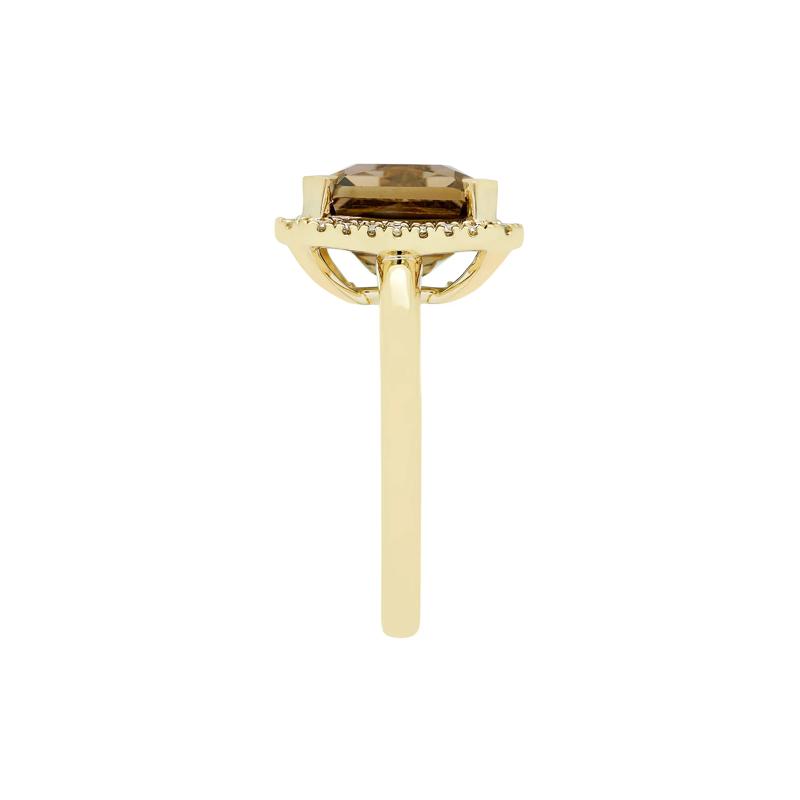 Smoky Quartz and Diamond Ring in 10K Yellow Gold &#40;1/5 ct. tw.&#41; – Image 3 of 3