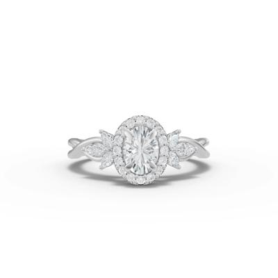 Diamond Oval Center Halo Engagement Ring in 14K White Gold (7/8 ct. tw.)