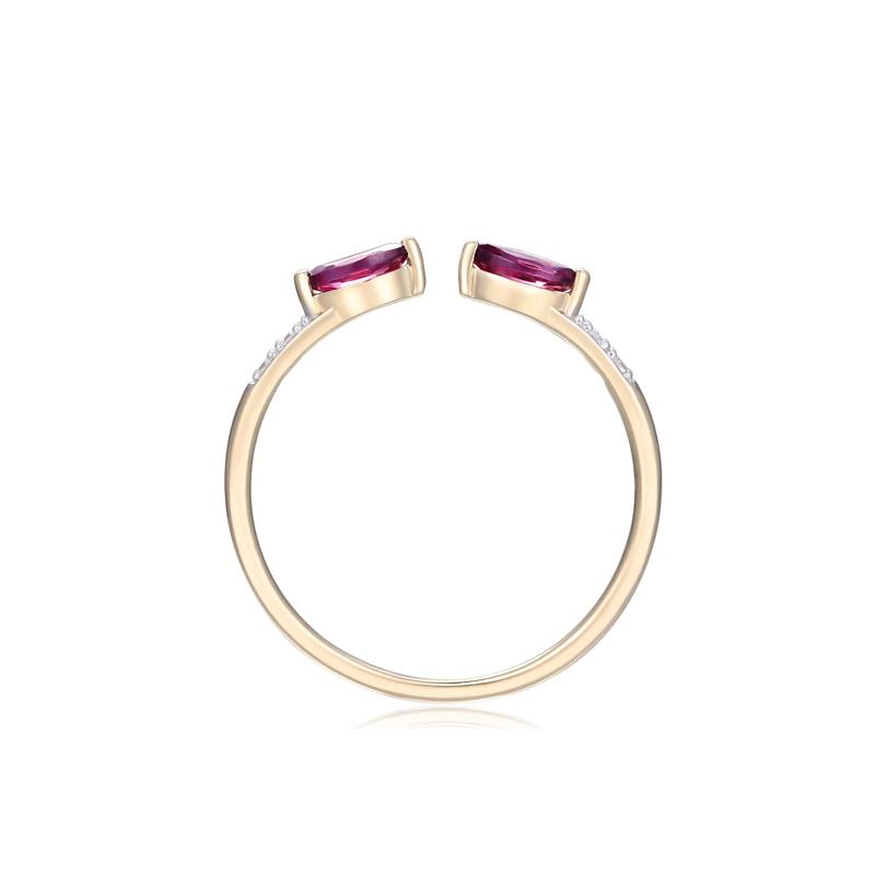 Rhodolite Garnet and Diamond Accent Open Ring in 10K Yellow Gold – Image 2 of 3