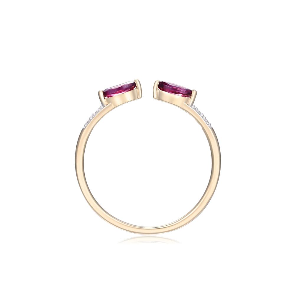 Rhodolite Garnet and Diamond Accent Open Ring in 10K Yellow Gold – Image 2 of 3